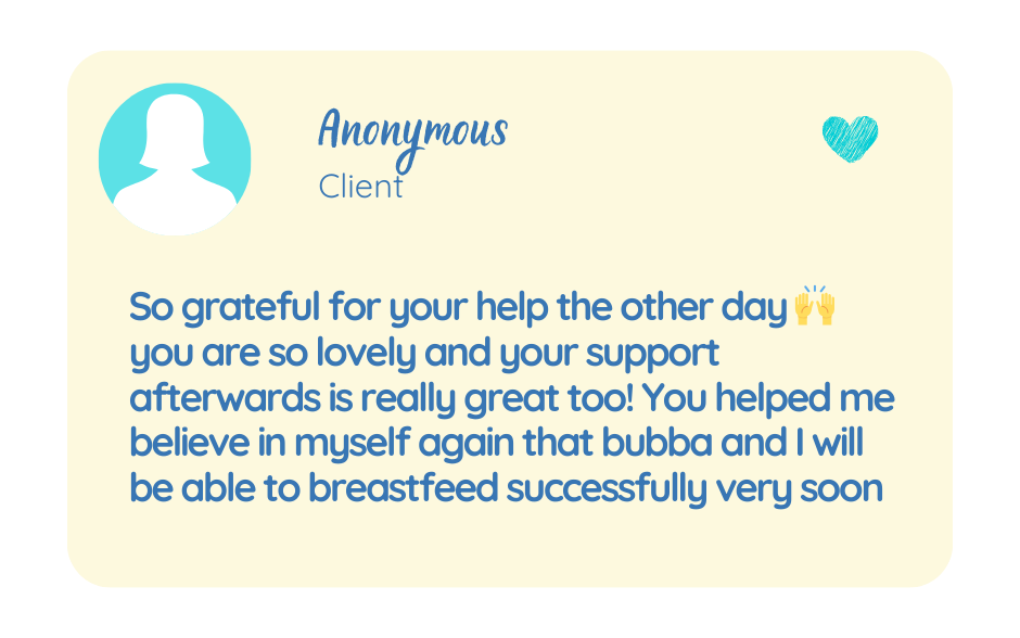 client testimonial - Arlie Hastings Lactation Consultant. Breastfeeding support home visits in Gold Coast, Tamborine, Logan and Redlands. Telehealth video chat consultations.